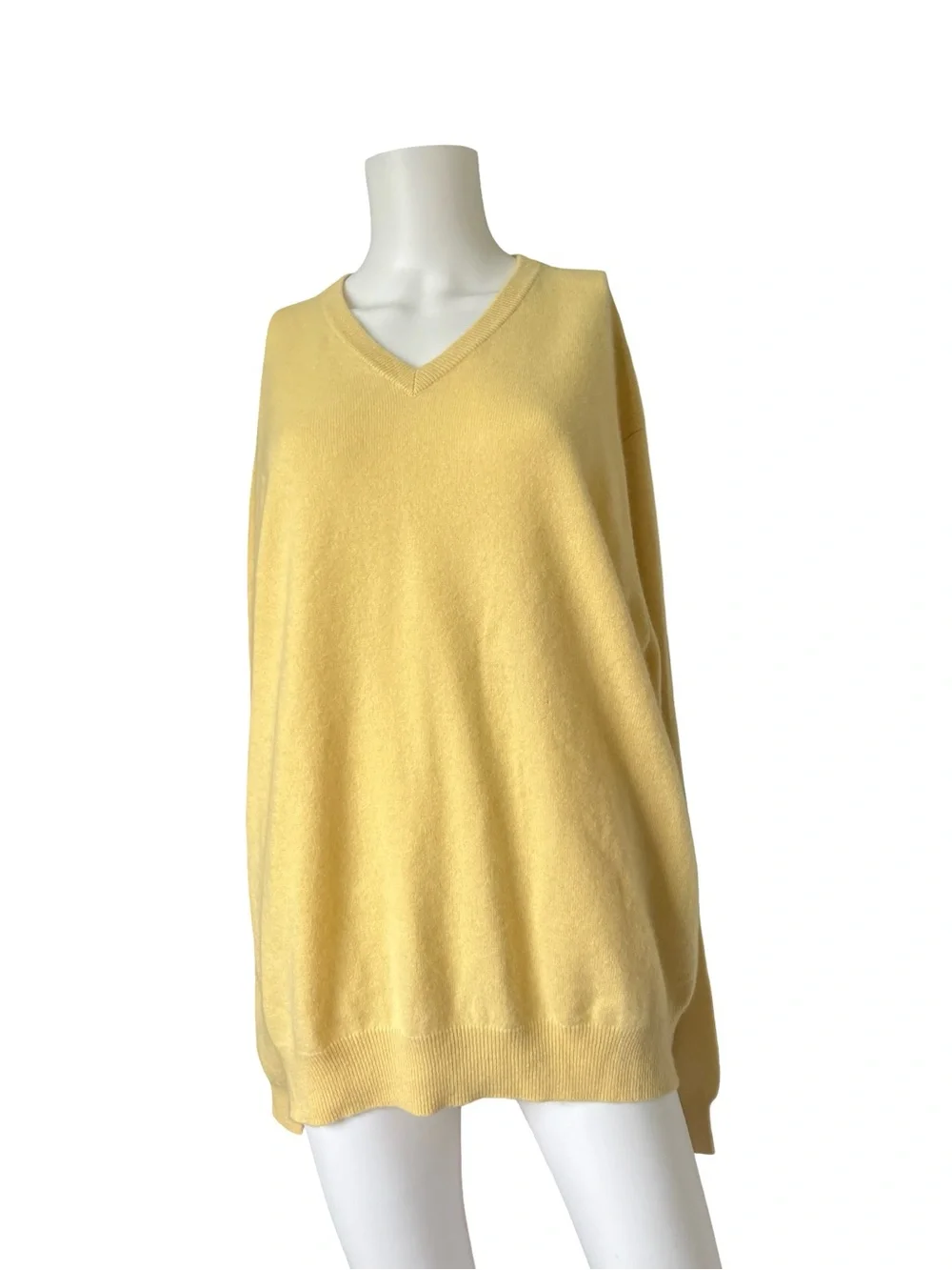 Club Room Cashmere Sweater Butter Yellow Soft Knit V Neck Mens Size XXL